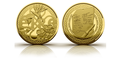 The 100 Years Treaty 1/10th oz Pure Gold Medal