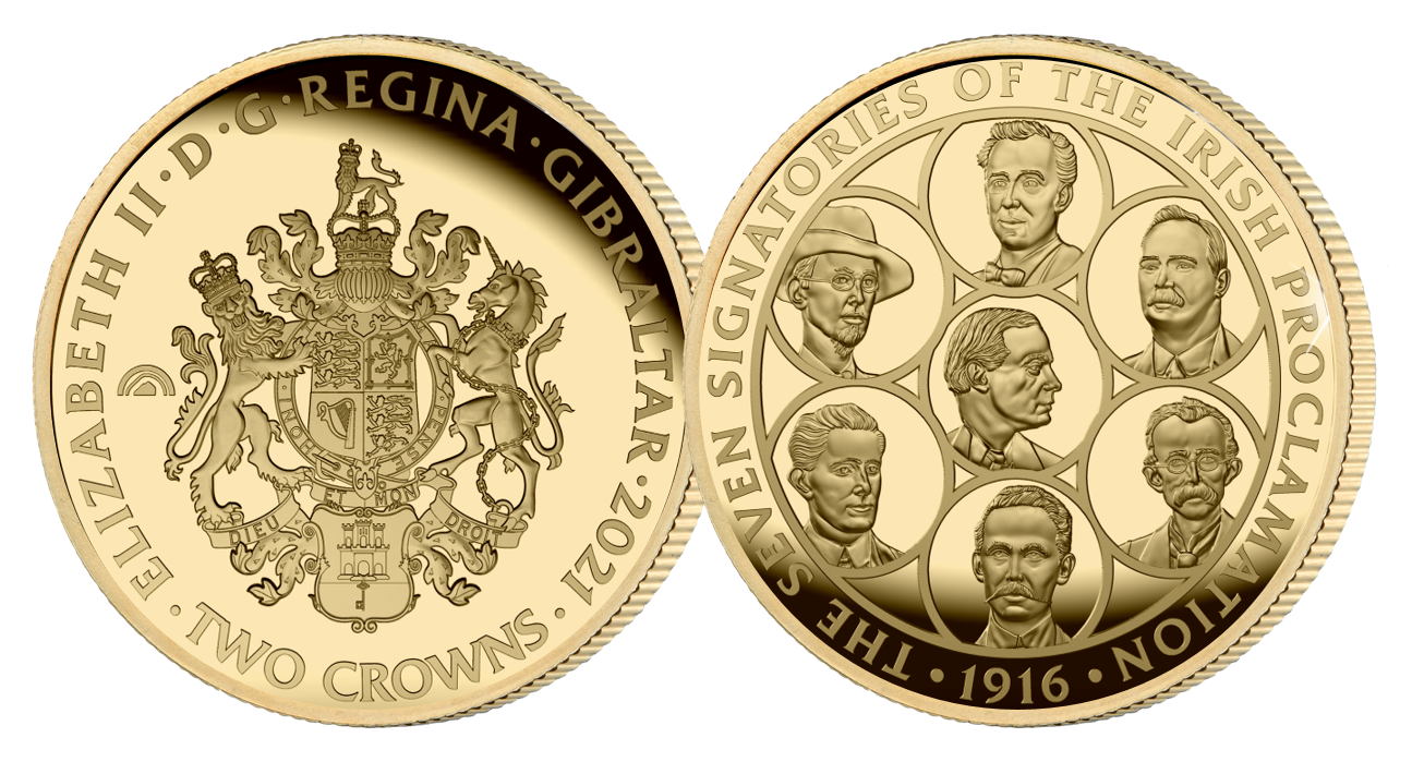 The world's first solid gold coin to depict the Seven Signatories who signed the Irish Proclamation of Independence and who paid the ultimate sacrifice for the cause of freedom. 