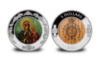 The Black Madonna Silver Coin with Oak Wood