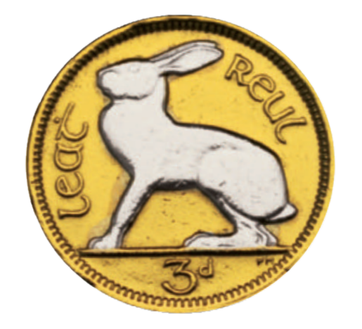 Threepence features the Irish hare, which is unique to Ireland and is arguably our oldest surviving mammal.