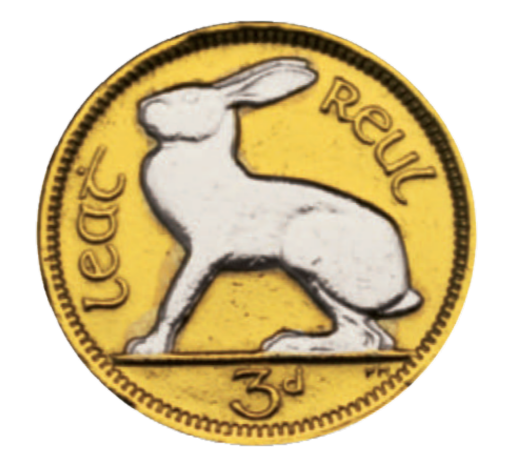 Threepence features the Irish hare, which is unique to Ireland and is arguably our oldest surviving mammal. Threepence features the Irish hare, which is unique to Ireland and is arguably our oldest surviving mammal.