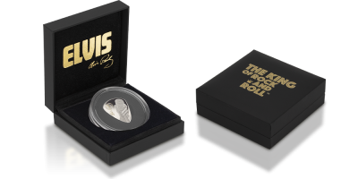 The Official Elvis Presley Silver Plectrum Coin in Box