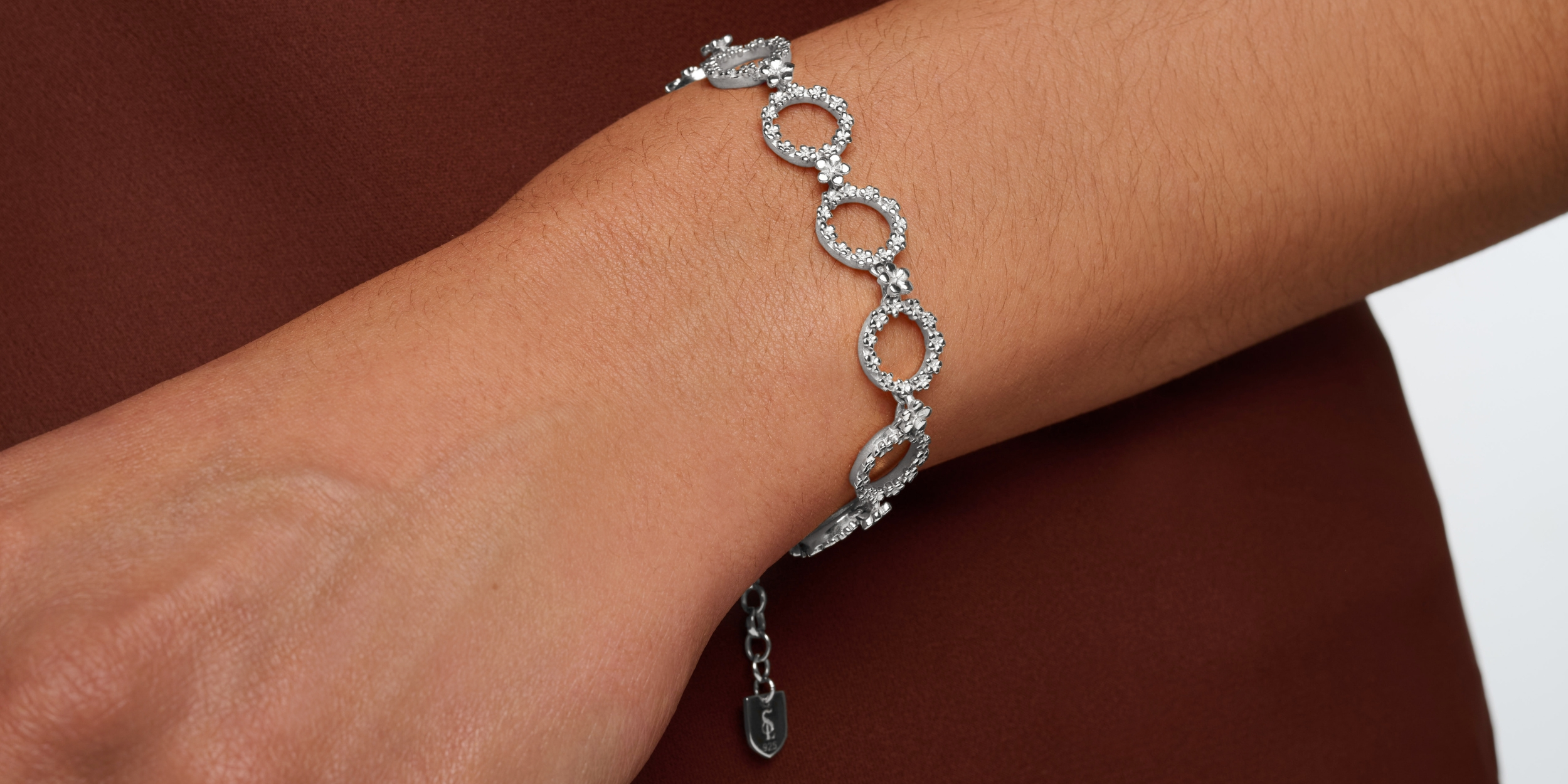 The Forget-Me-Not 'Wreath' Silver Link Bracelet