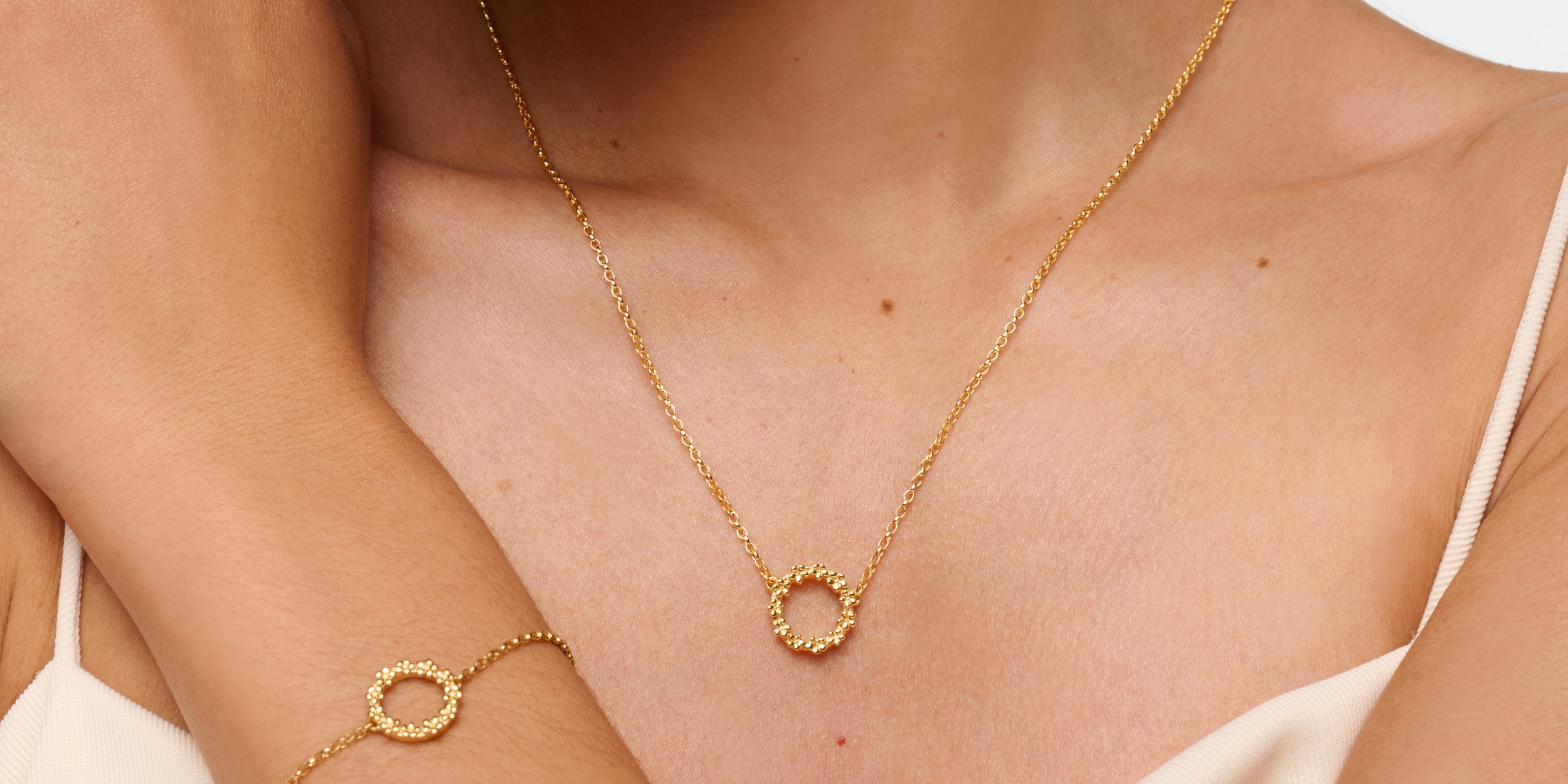 The Forget-Me-Not 'Wreath' Silver Bracelet Layered in Fairmined Gold