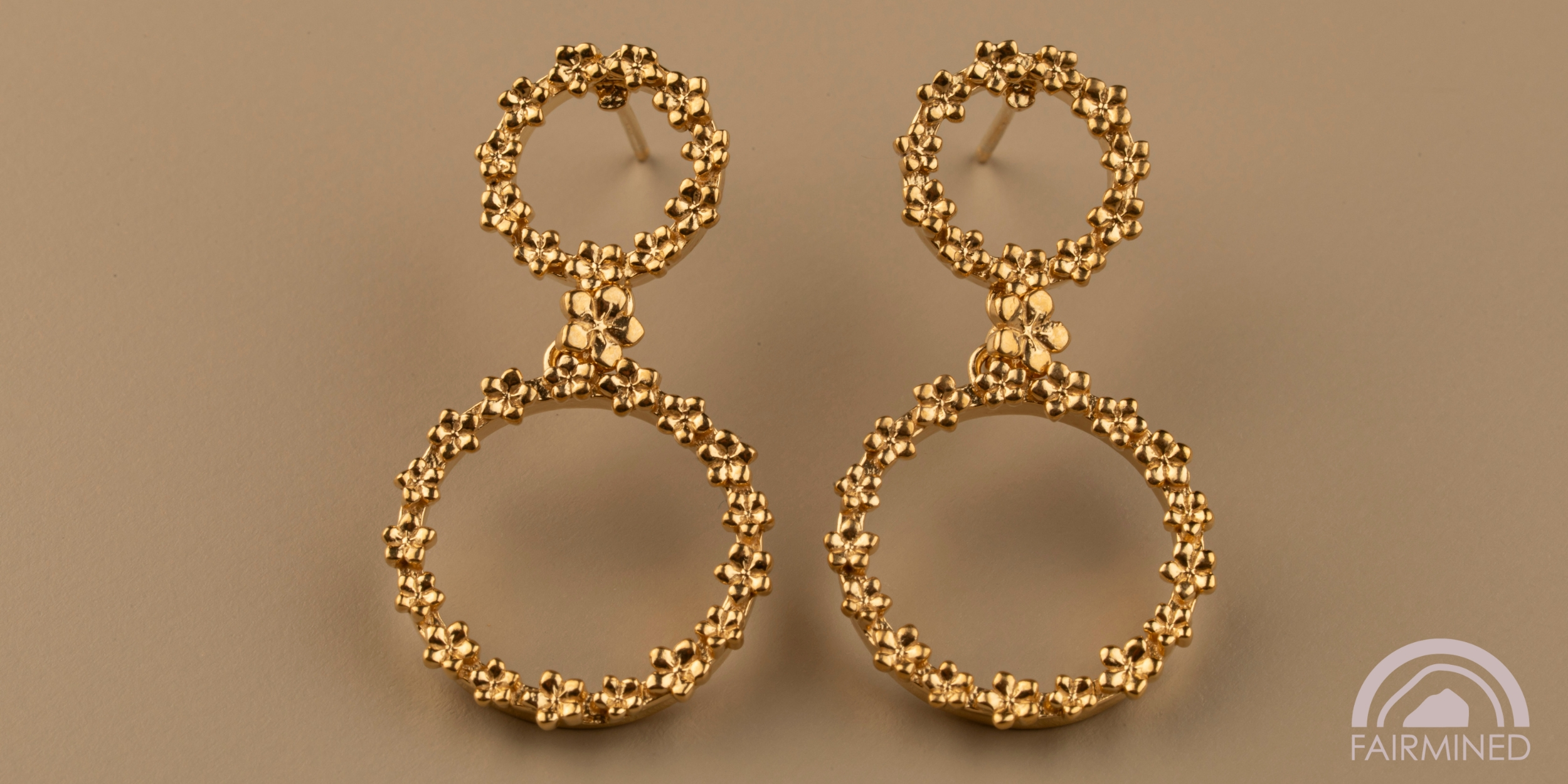 The Forget-Me-Not 'Full Floral Wreath' Drop Silver Earrings Layered in Fairmined Gold