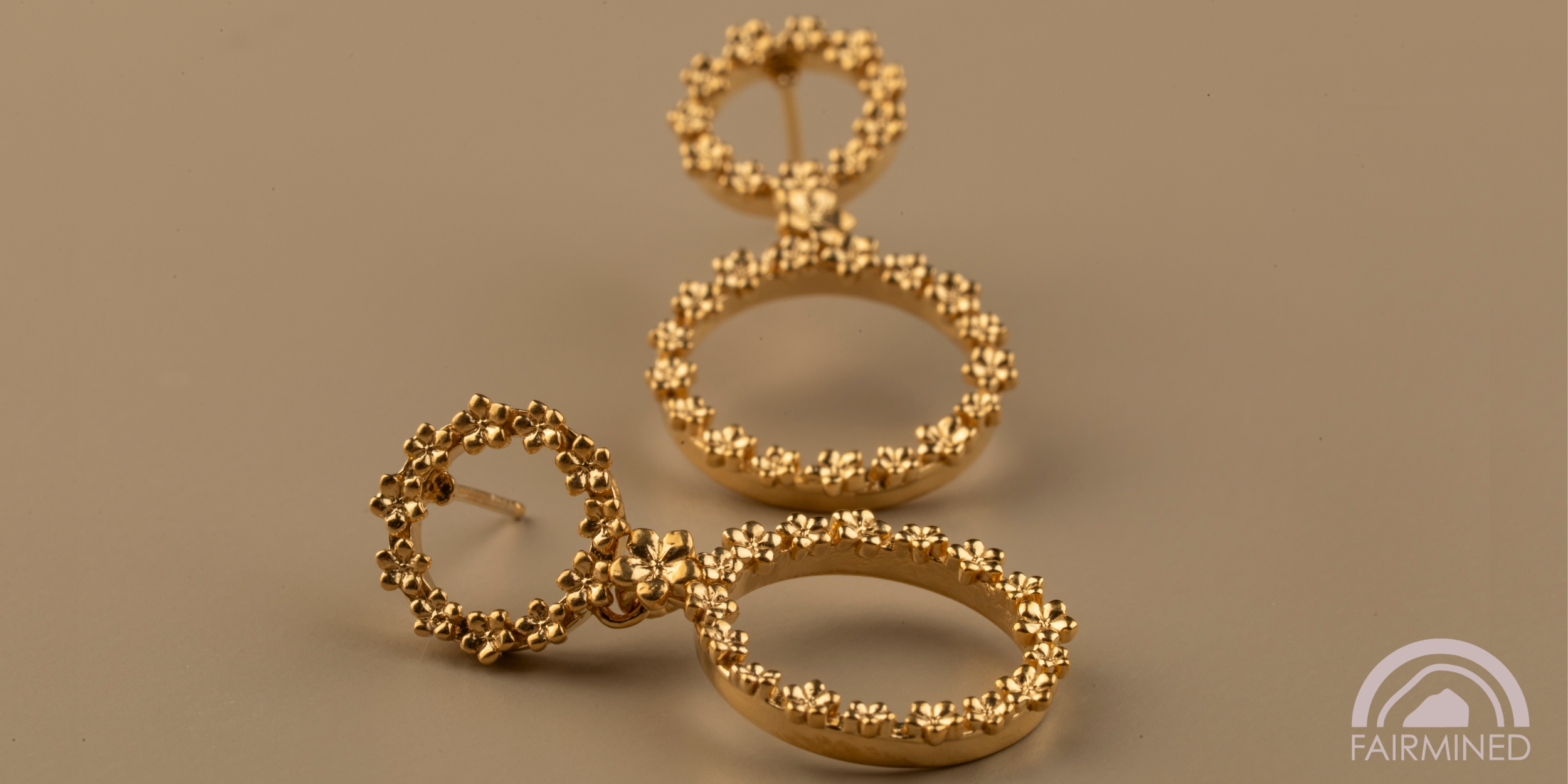 The Forget-Me-Not 'Full Floral Wreath' Drop Silver Earrings Layered in Fairmined Gold