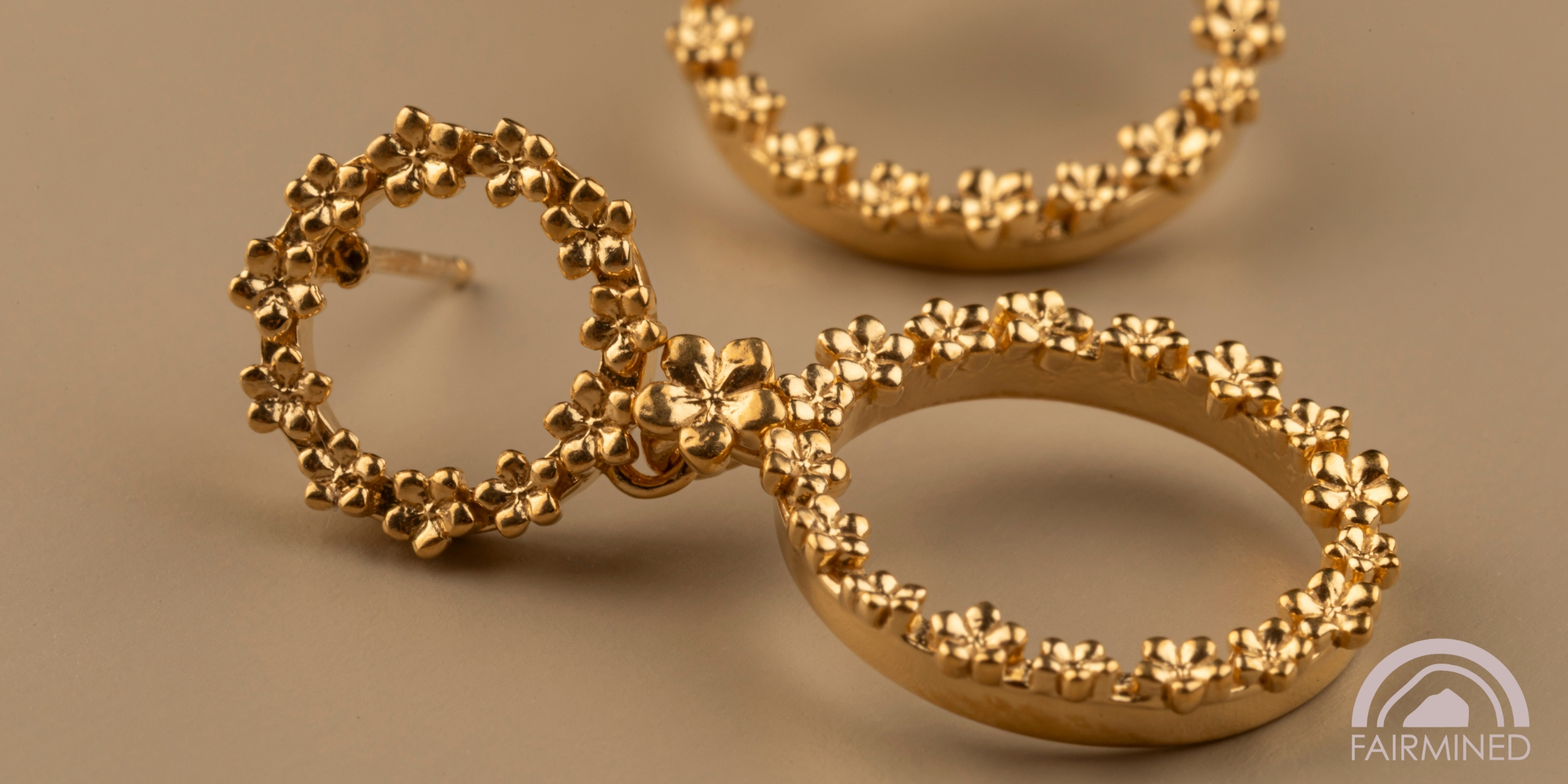 The Forget-Me-Not 'Full Floral Wreath' Drop Silver Earrings Layered in Fairmined Gold