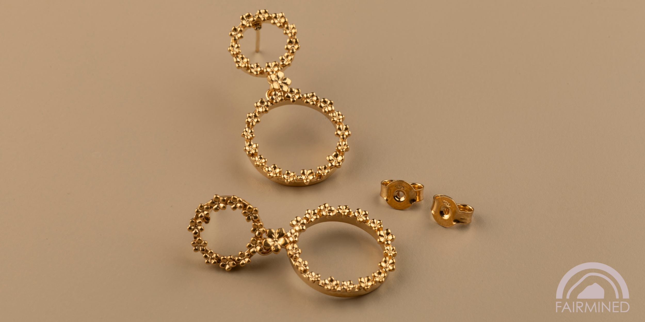 The Forget-Me-Not 'Full Floral Wreath' Drop Silver Earrings Layered in Fairmined Gold