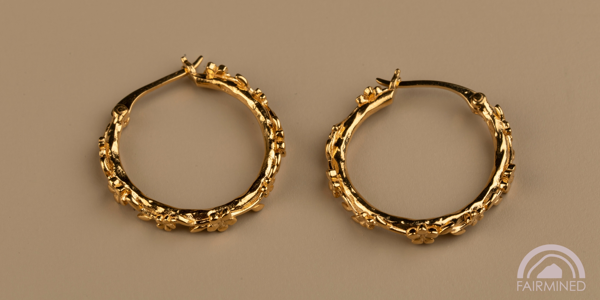 The Forget-Me-Not 'Wreath' Silver Hoop Earrings Layered in 18-carat Fairmined Gold