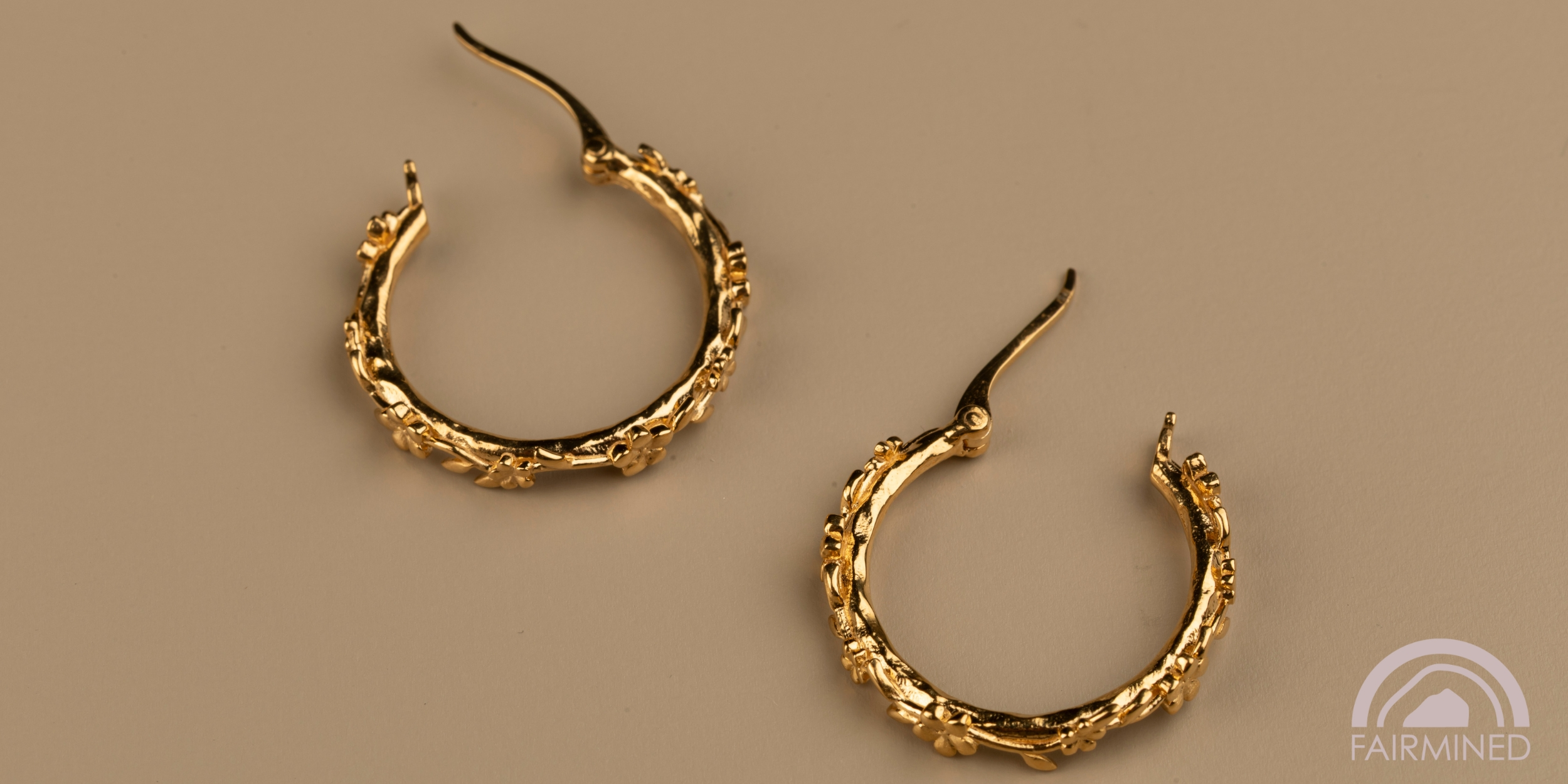 The Forget-Me-Not 'Wreath' Silver Hoop Earrings Layered in 18-carat Fairmined Gold