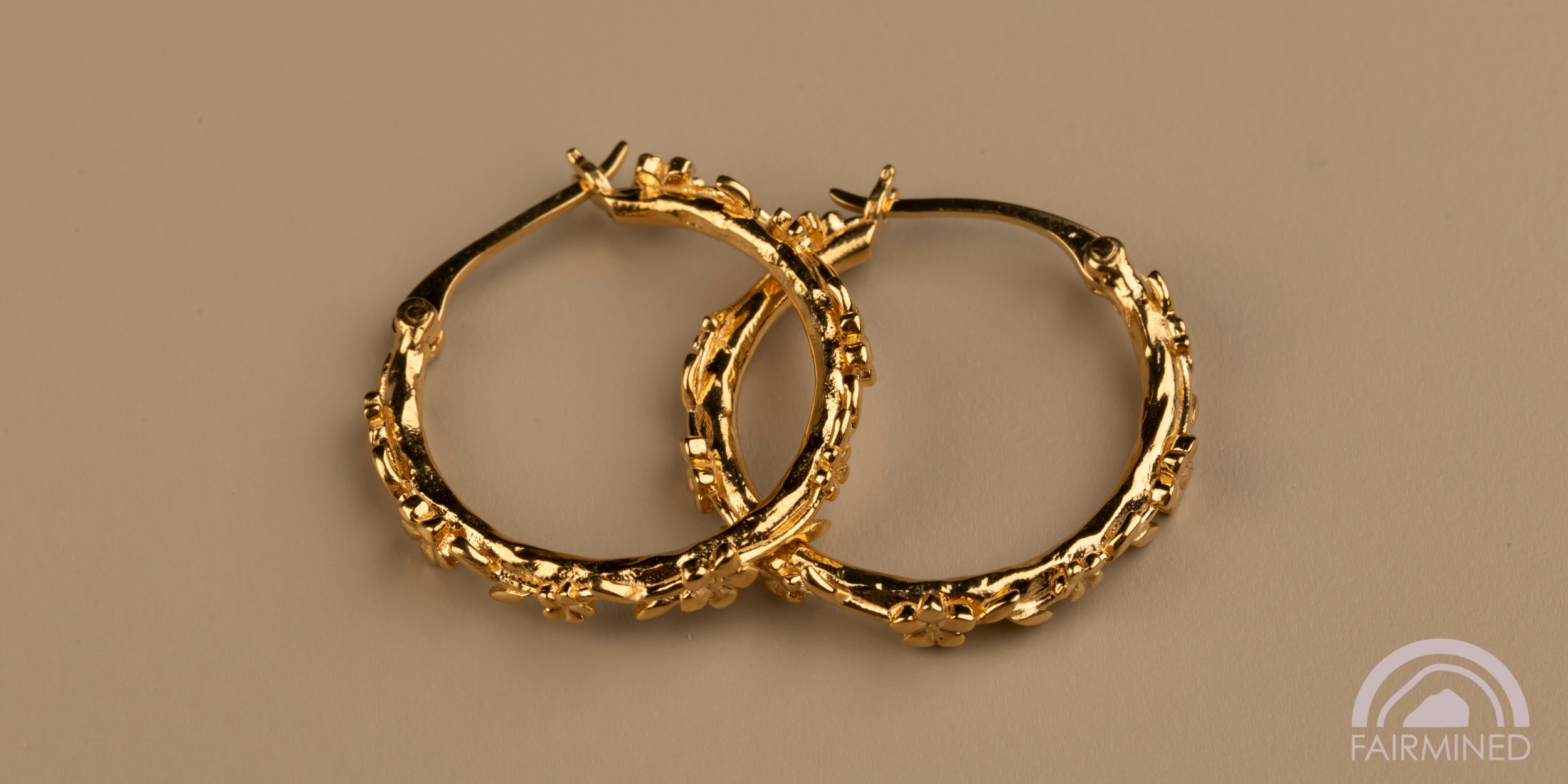 The Forget-Me-Not 'Wreath' Silver Hoop Earrings Layered in 18-carat Fairmined Gold