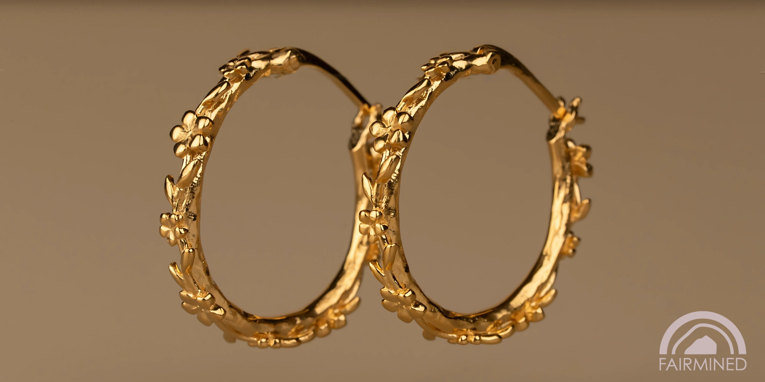 The Forget-Me-Not 'Wreath' Silver Hoop Earrings Layered in 18-carat Fairmined Gold