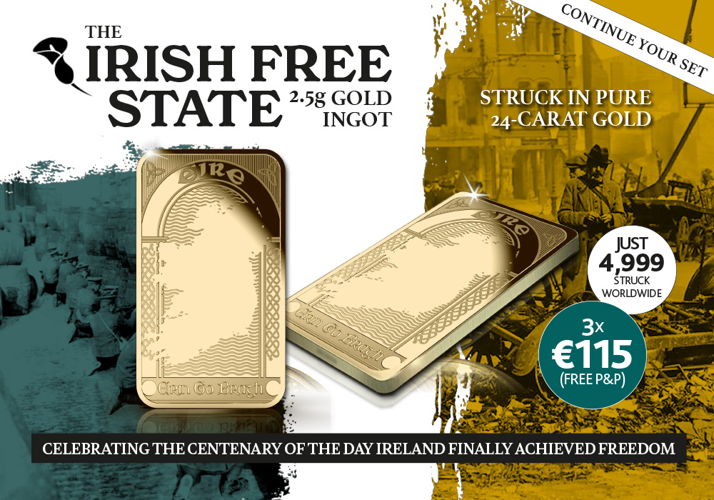 The 100 Years of Freedom 'Irish Free State' 2.5g 24-carat Gold Ingot 