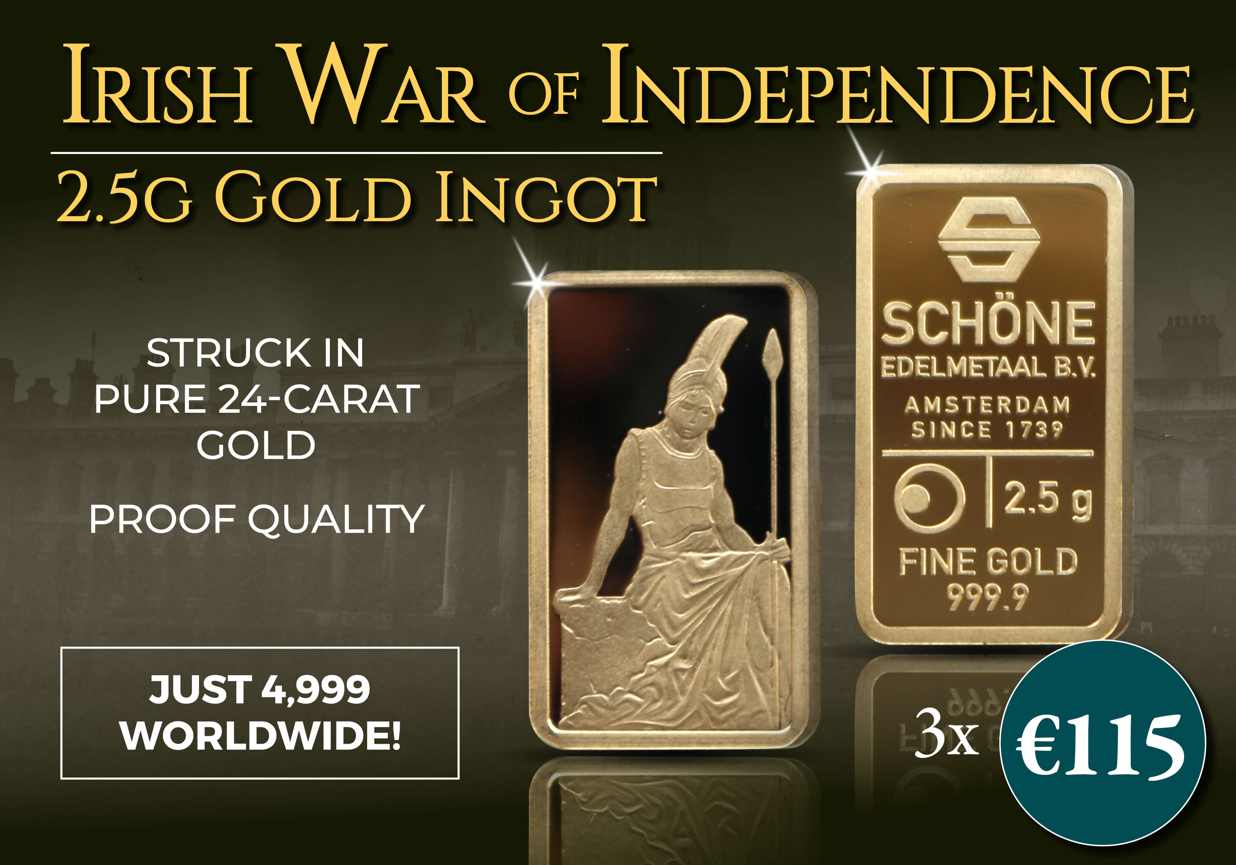 The Irish War of Independence Pure 24-carat Gold Ingot