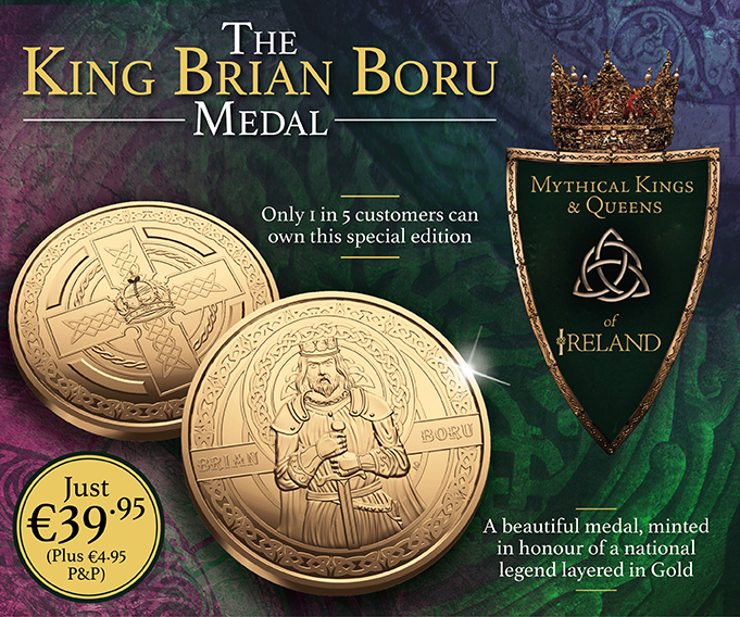 The Mythical Kings & Queens of Ireland 'King Brian Boru' Gold Layered Coin