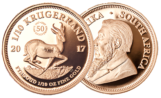 Krugerrand 2017 50th Anniversary 1/10oz Gold Coin Krugerrand 2017 50th Anniversary 1/10oz Gold Coin