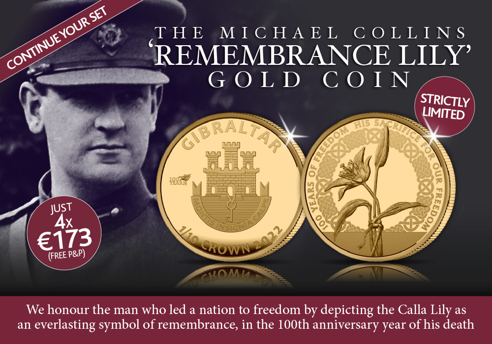 The Michael Collins 'Remembrance Lily' Pure Gold Coin 
