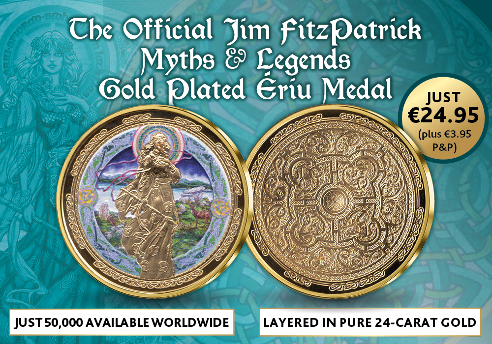 Official Jim Fitzpatrick’s Myths and Legends Ériu Gold Plated Medal