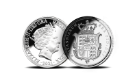 George IV’s spectacular ‘Shield’ design, The first ever Silver Sovereign to feature the Irish Harp. 