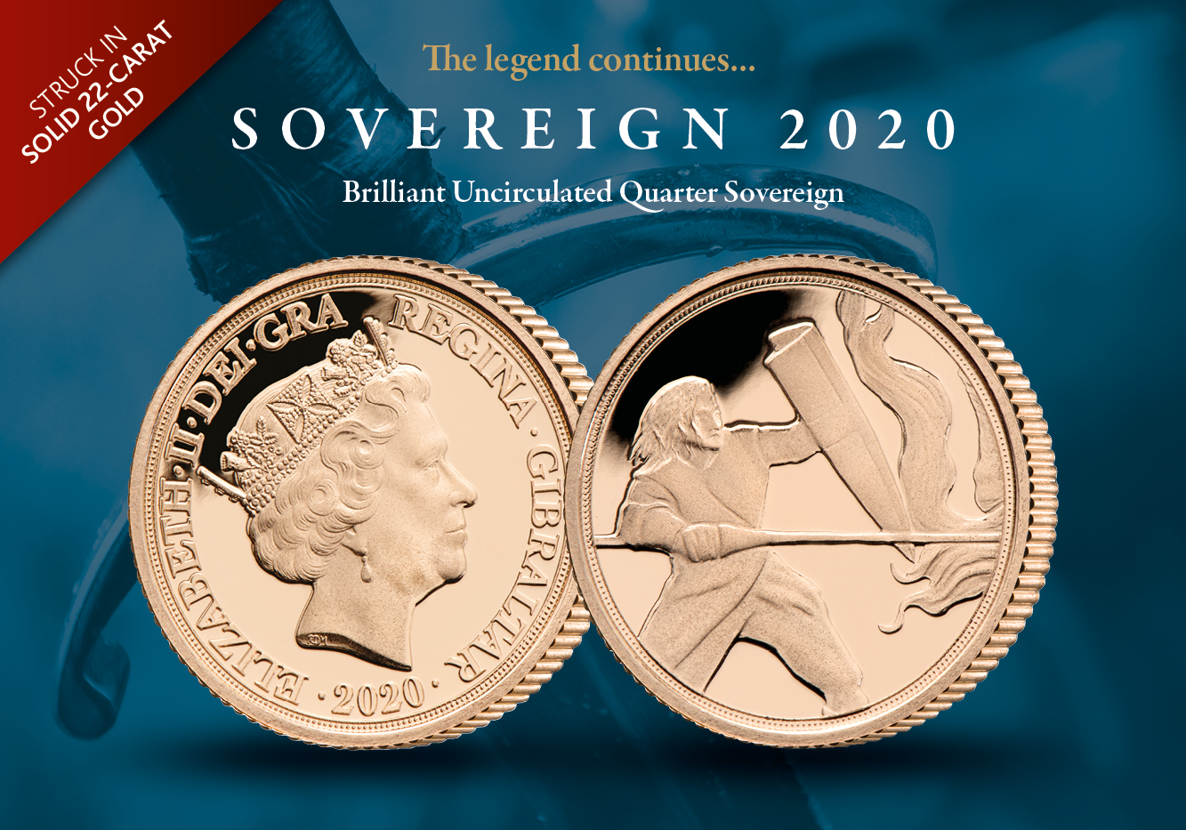 'The Dragon Attacks' 2020 Brilliant Uncirculated Gold Quarter Sovereign