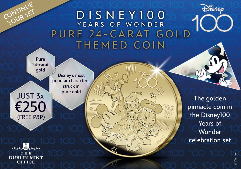 The Official Walt Disney100 Years of Wonder Pure 24-carat Gold Themed Coin