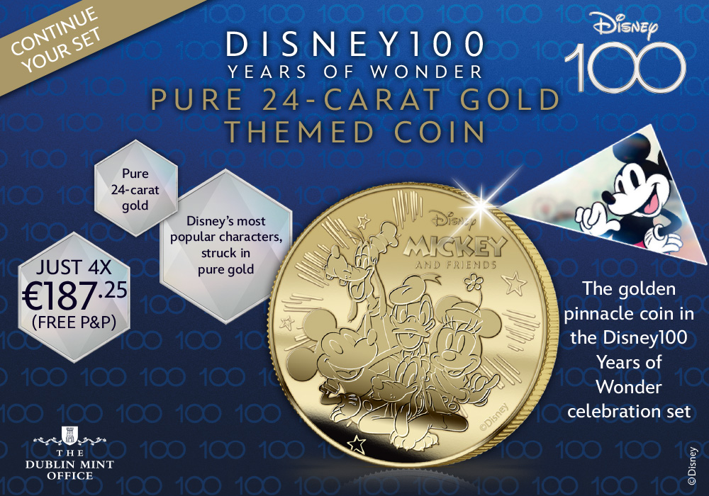 The Official Walt Disney100 Years of Wonder Pure 24-carat Gold Themed Coin