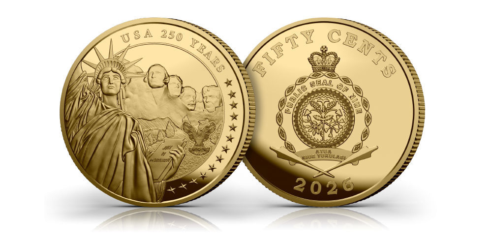 The Official USA 250 Celebration Fairmined Gold Layered Half Dollar