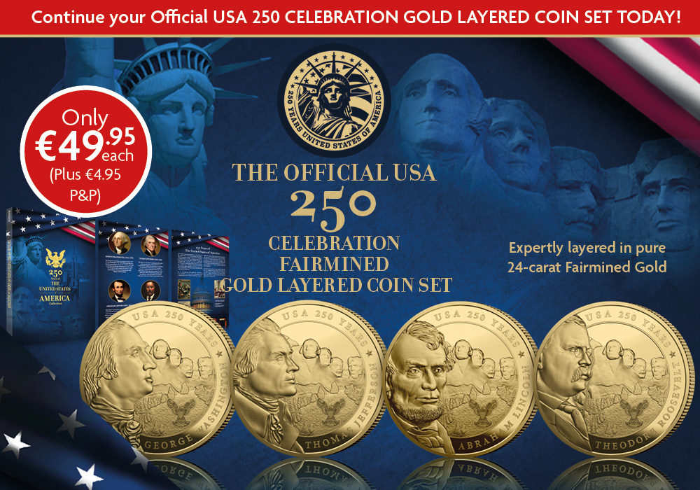 Official USA 250 Celebration Fairmined Gold Layered Coin Collection